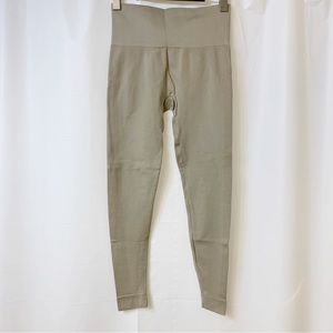 Set Active Taupe Beige Seamless Ribbed Leggings Small